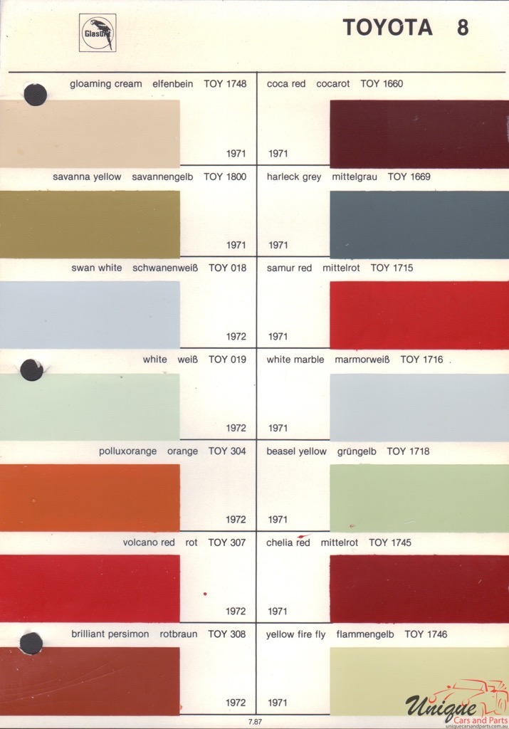 1971 Toyota Paint Charts Glasurit 1